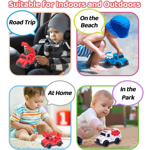 3 Pack Toddler Rescue Trucks Set Police Fire Ambulance Pvc- BPA- Phthalates Free - Picture 4 of 10